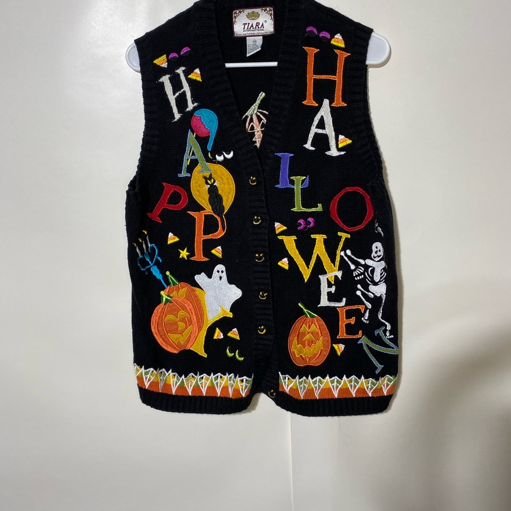 Tiara Halloween Vest - Black with Colorful Accents
